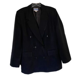 Vintage Pendleton 100% Wool Double Breasted Black Blazer Made in USA